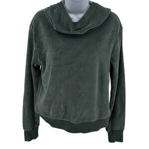 Z by Zella Hoodie Sweatshirt WMNS S Green Velour Cowl Neck Long Sleeve Pullover